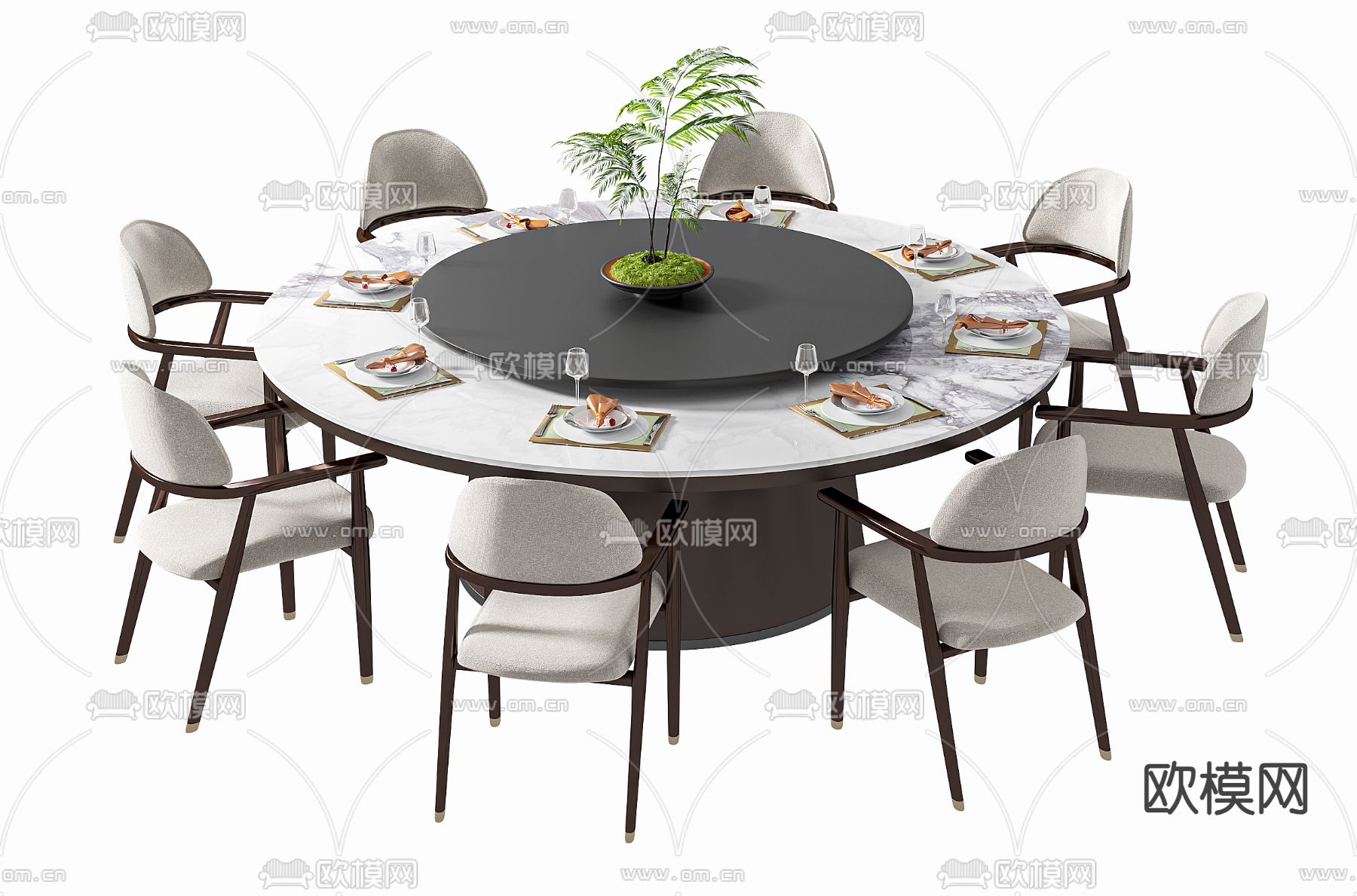 新中式餐桌椅3d模型下载