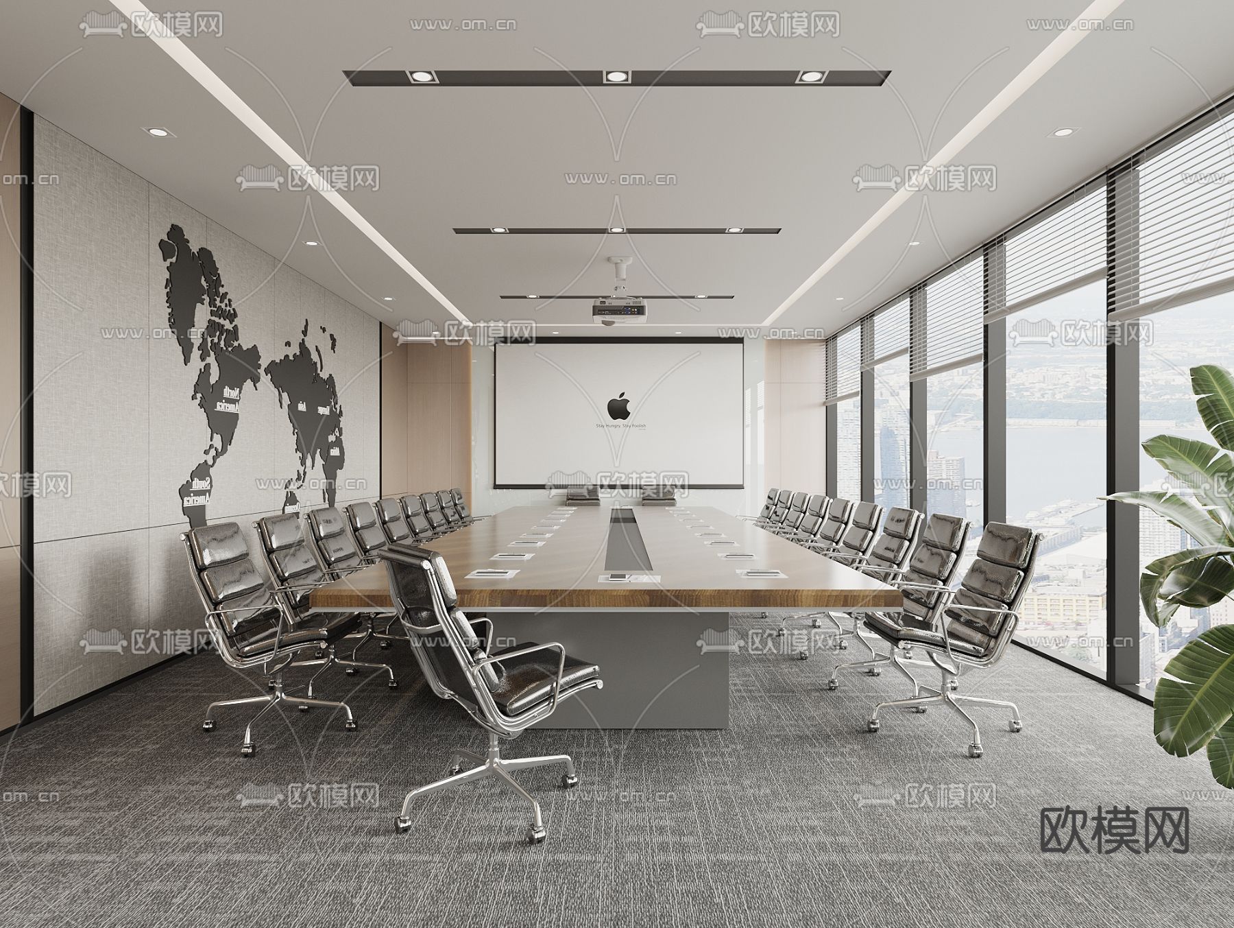 现代会议室3d模型下载
