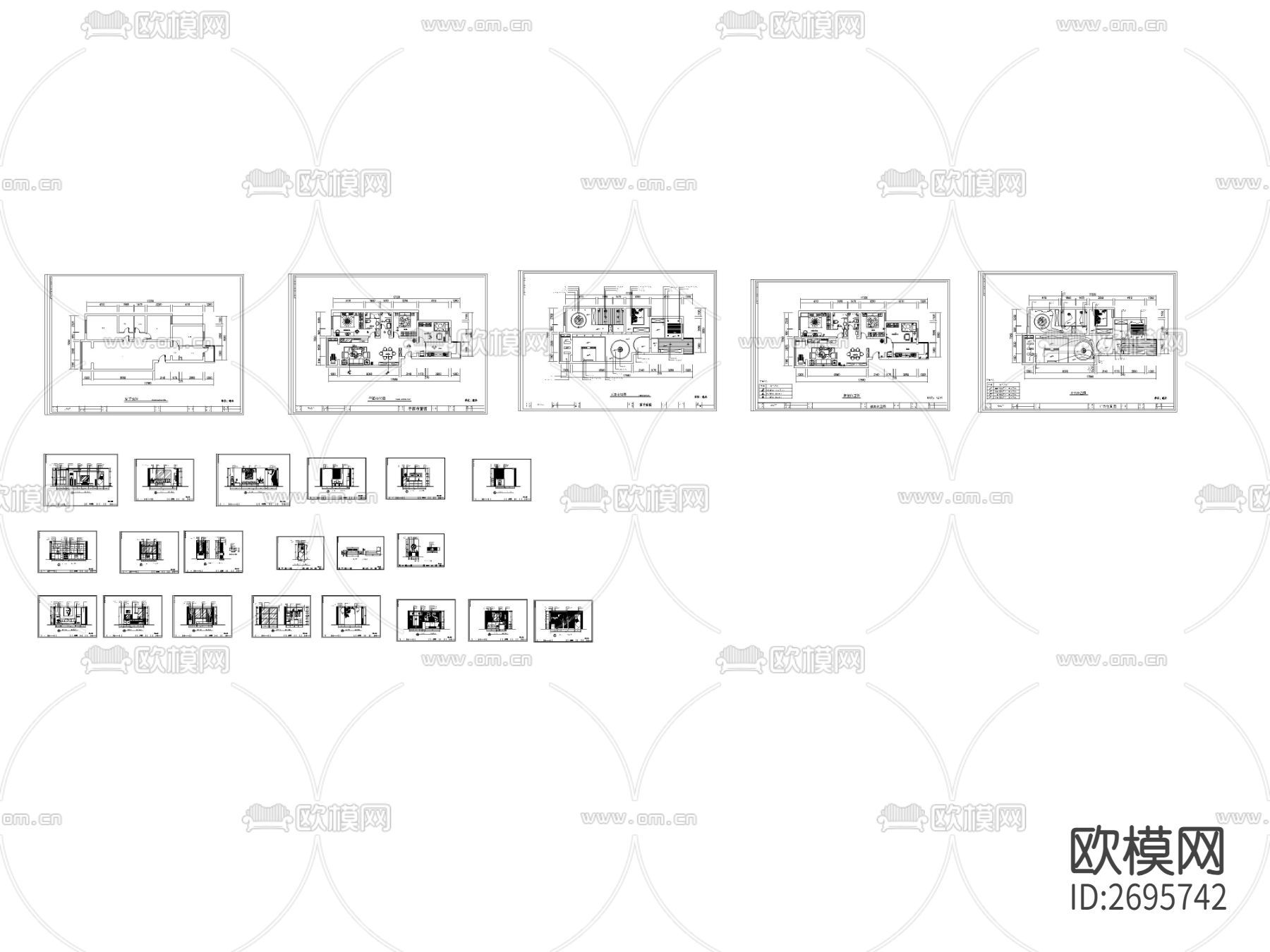 现代风格平层家装cad施工图下载（渲染图5）