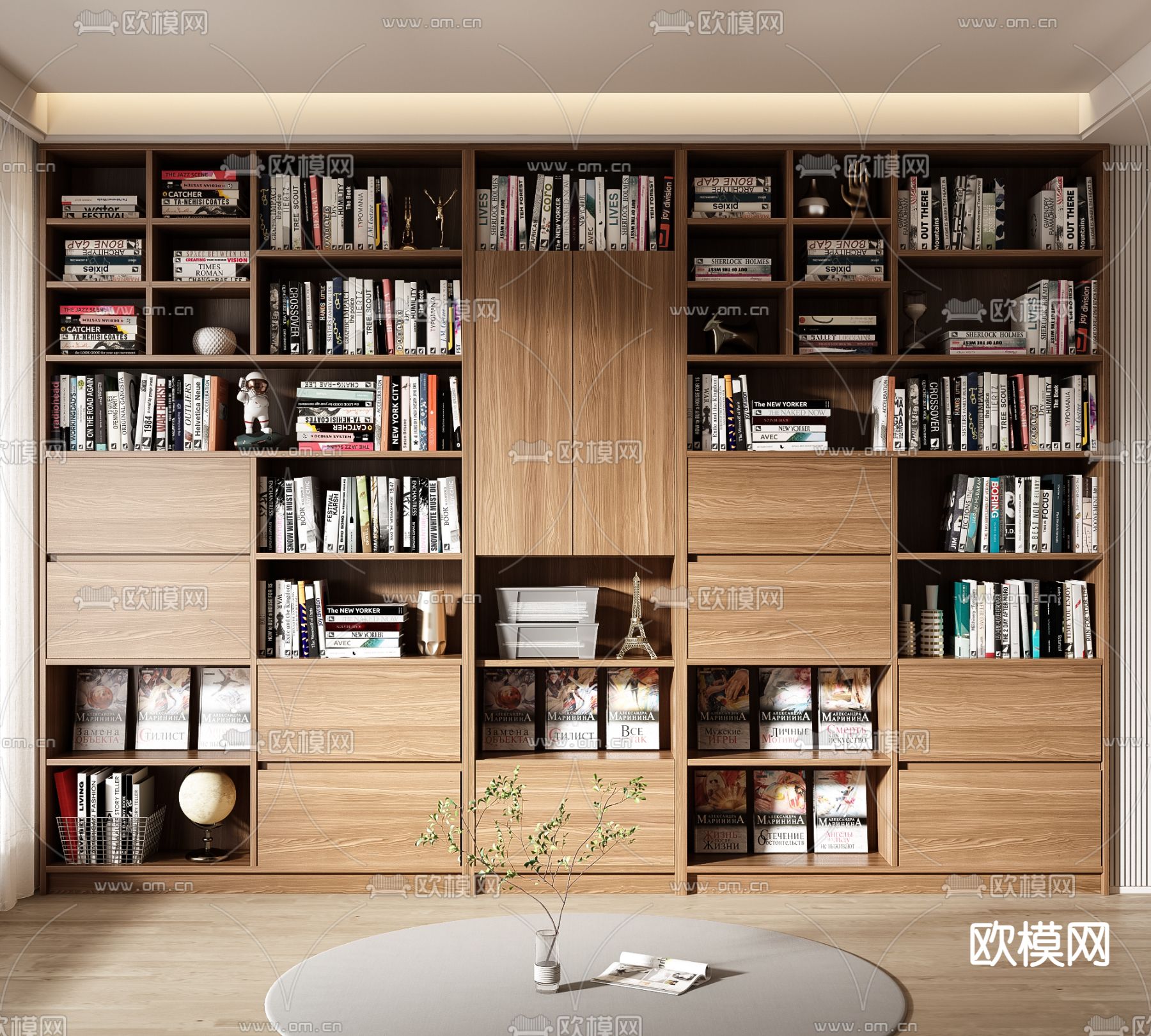 书柜 书架3d模型下载_ID14137485_3dmax免费模型-欧模网