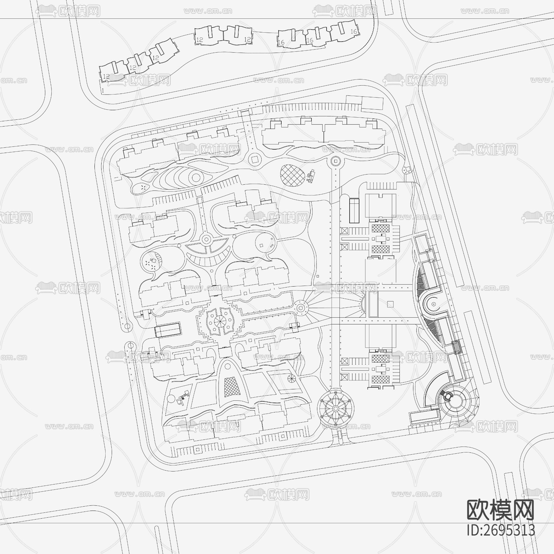 小區(qū)規(guī)劃景觀CAD施工圖下載（渲染圖1）