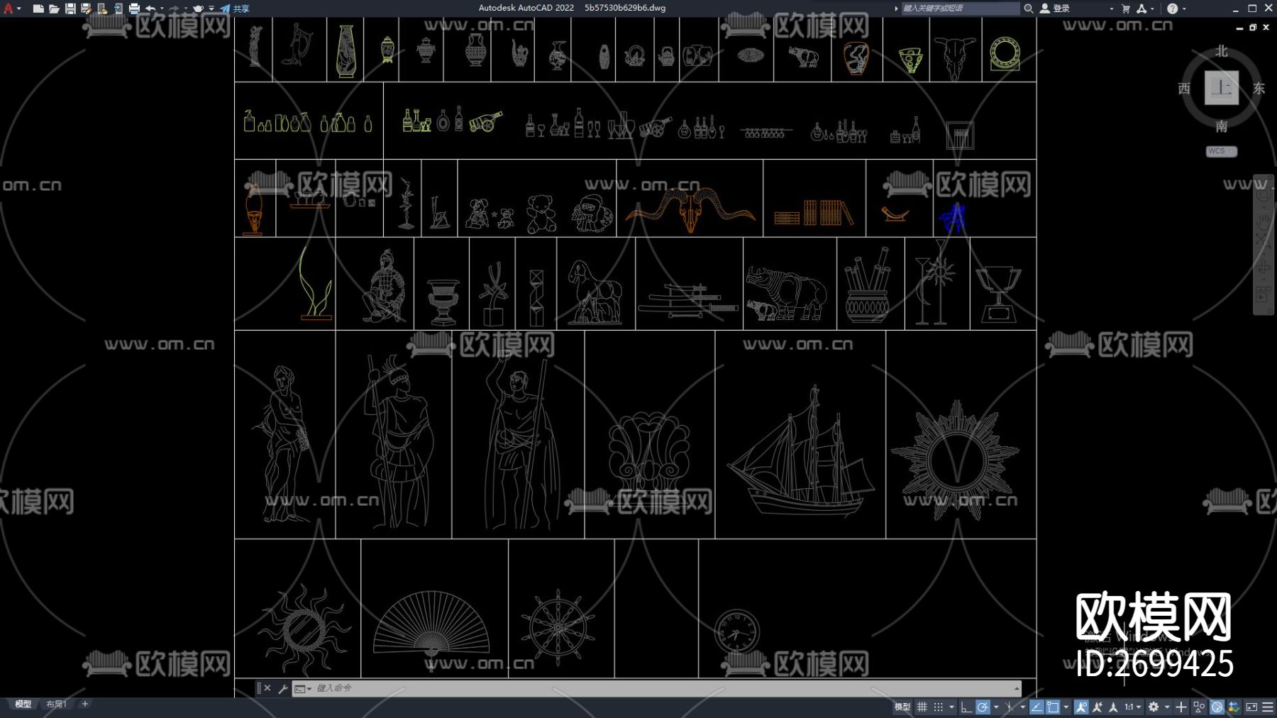 雕塑 装饰品cad图库下载