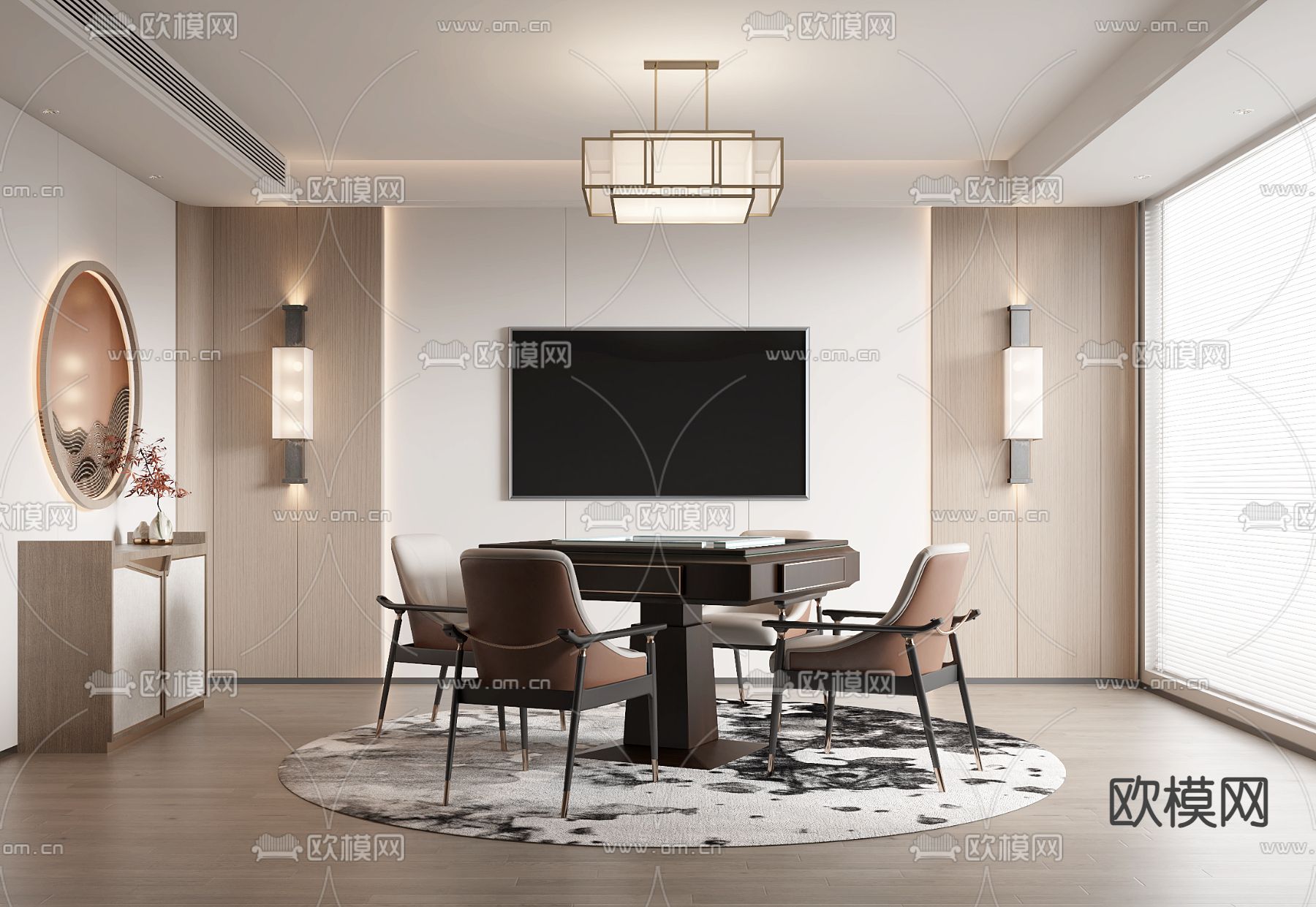 棋牌室 麻将室3d模型下载