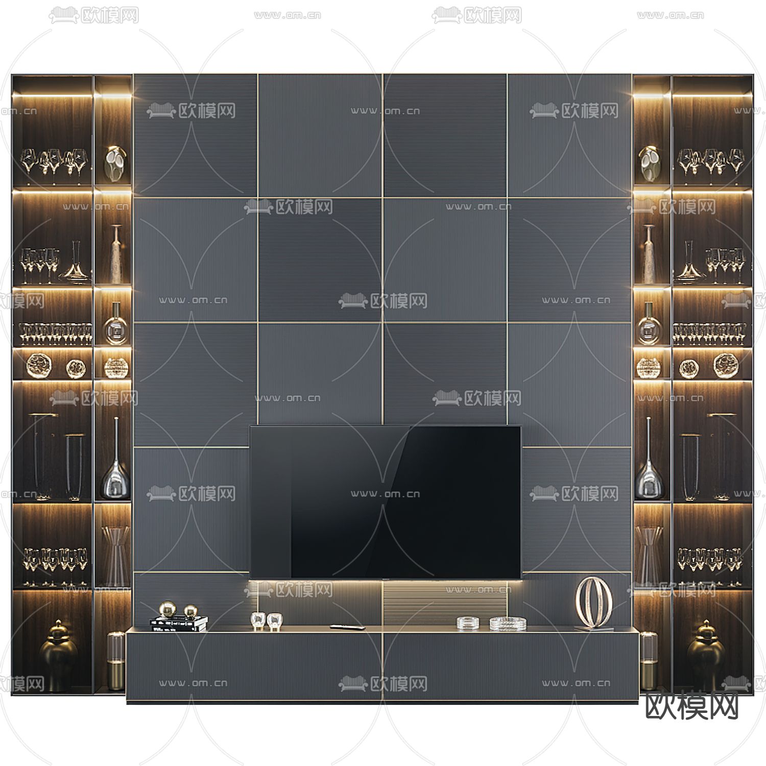 电视背景3d模型下载（渲染图1）
