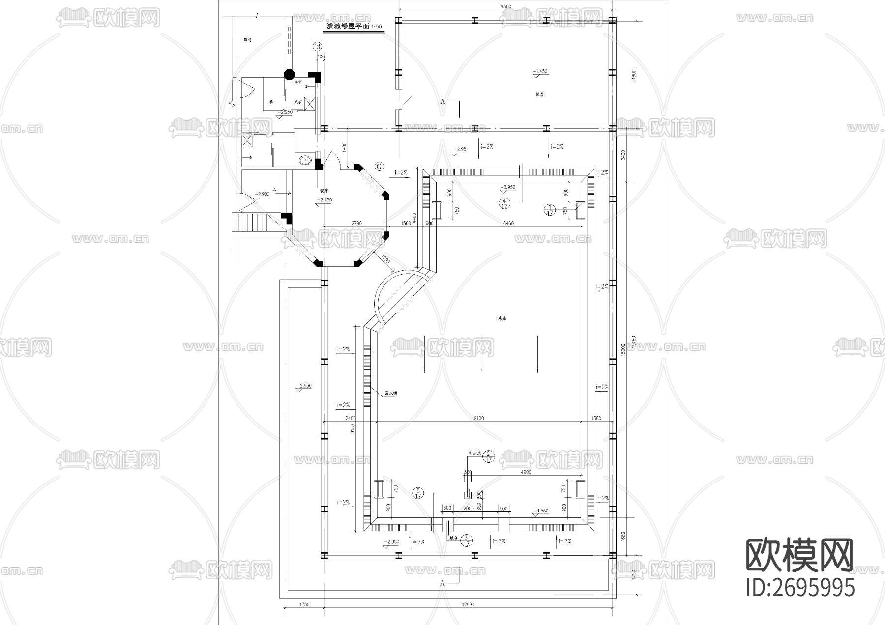 一千二百平带游泳池别墅cad施工图下载（渲染图7）