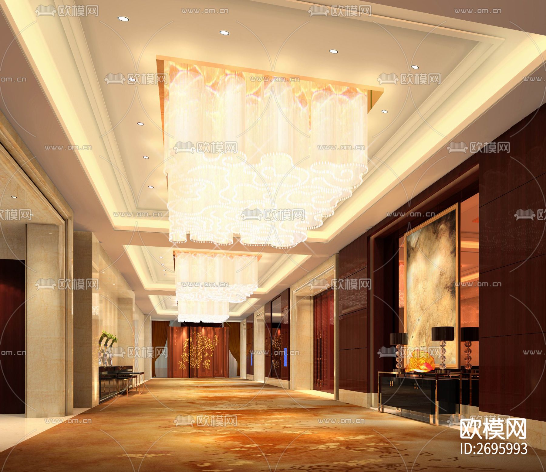 万达希尔顿客房cad施工图下载（渲染图2）