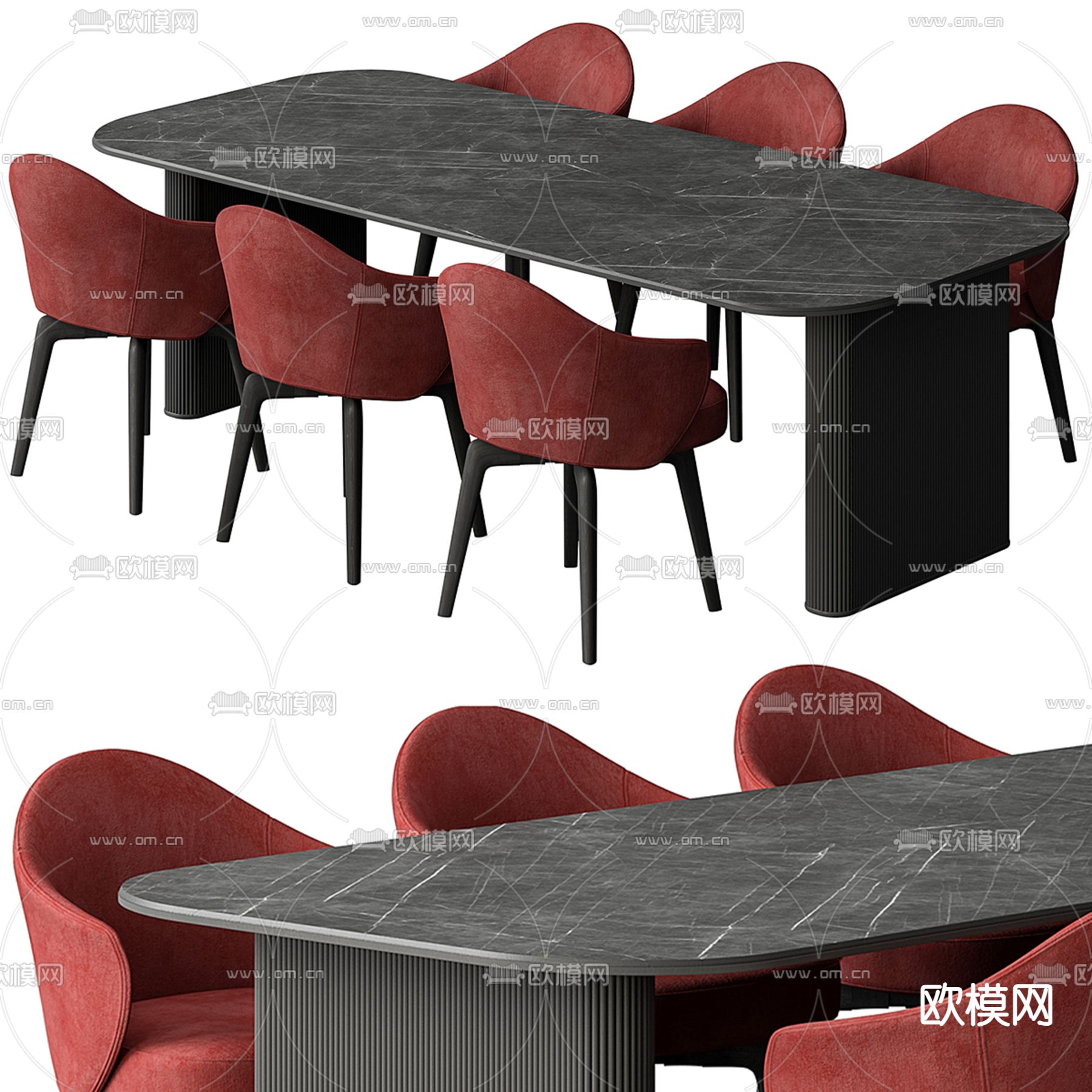 后现代餐桌椅3d模型下载（渲染图2）