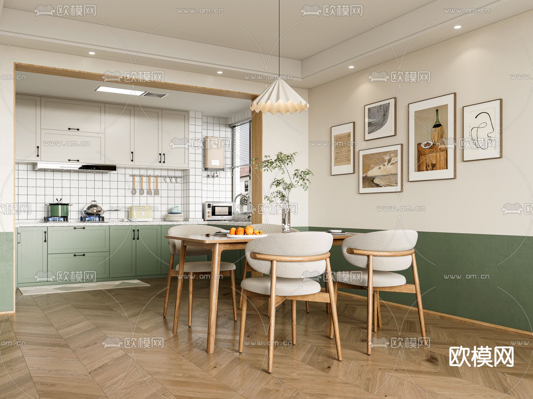 北欧餐厅su模型下载（渲染图1）