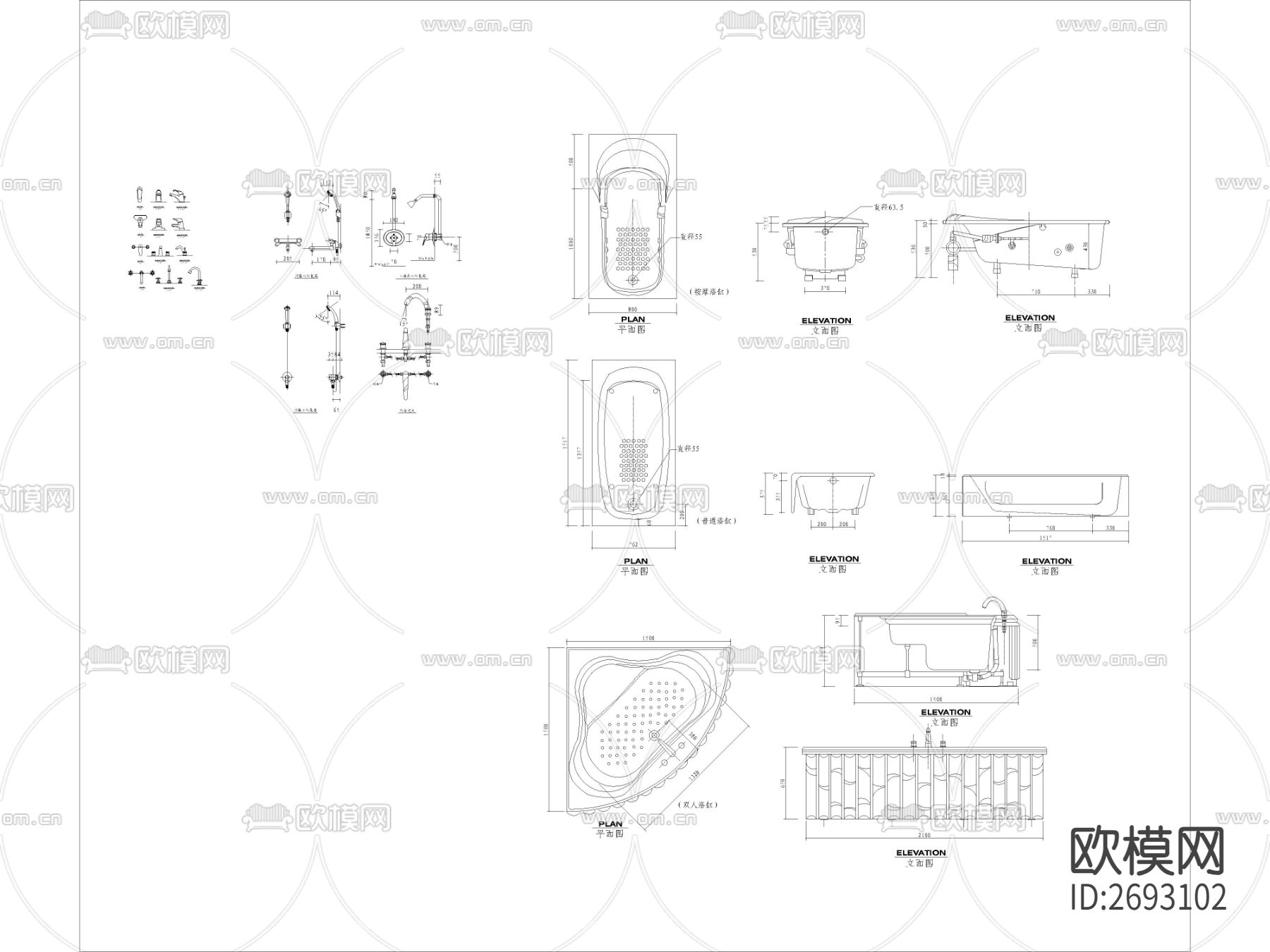 洁具CAD图库下载（渲染图3）