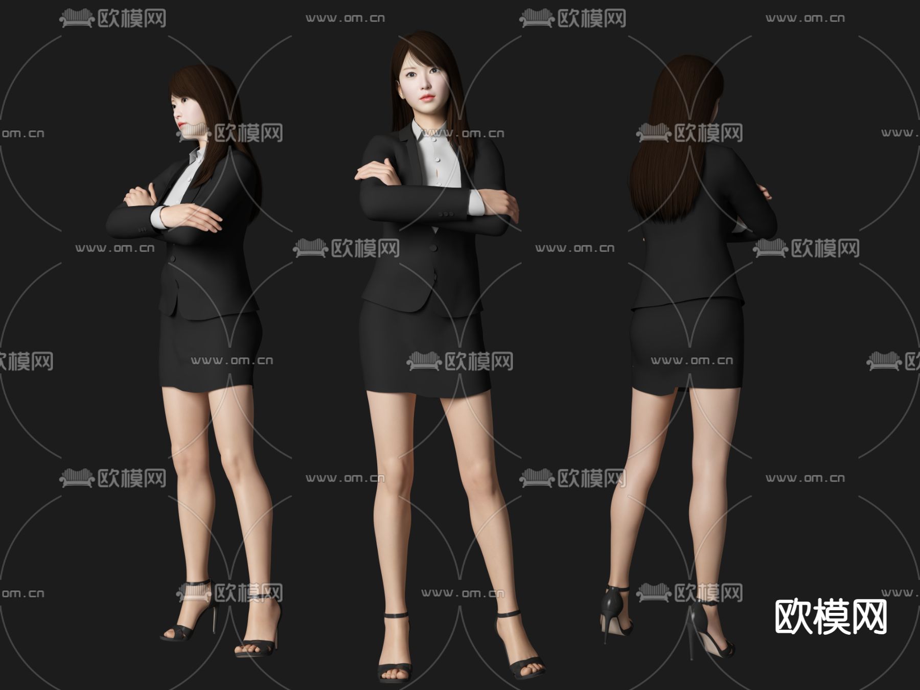 秘书美女人物3d模型下载