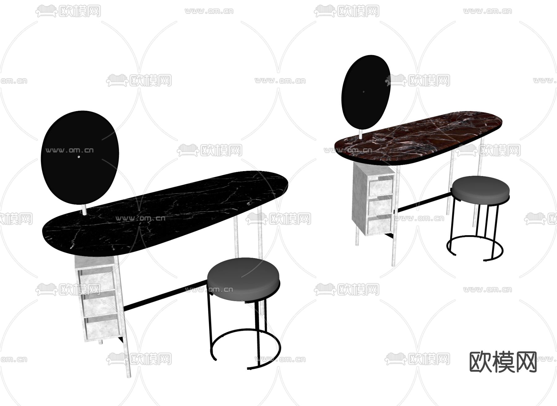 现代梳妆台su模型下载（渲染图3）