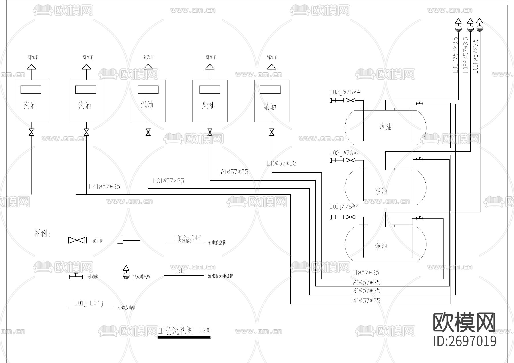 三形地块加油站cad施工图下载（渲染图5）
