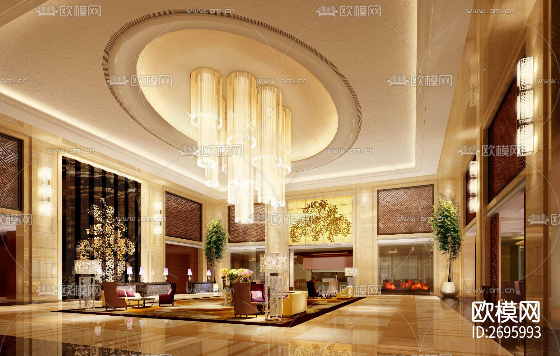 万达希尔顿客房cad施工图下载（渲染图1）