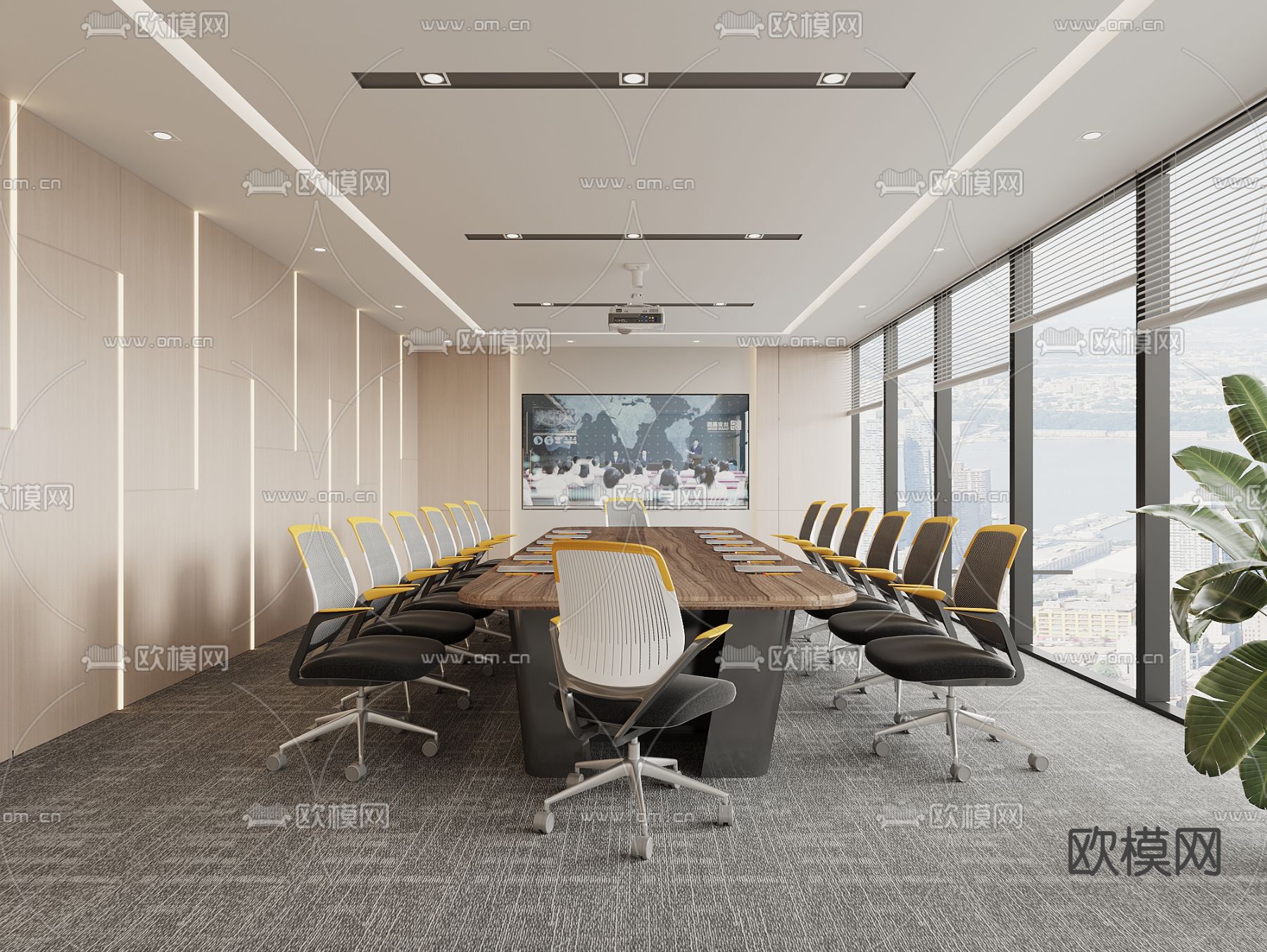 现代会议室3d模型下载