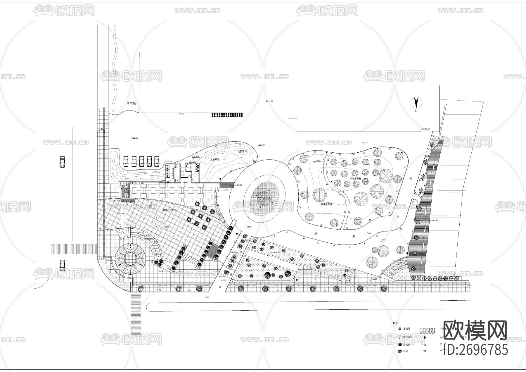 广场景观各平面cad施工图下载（渲染图2）