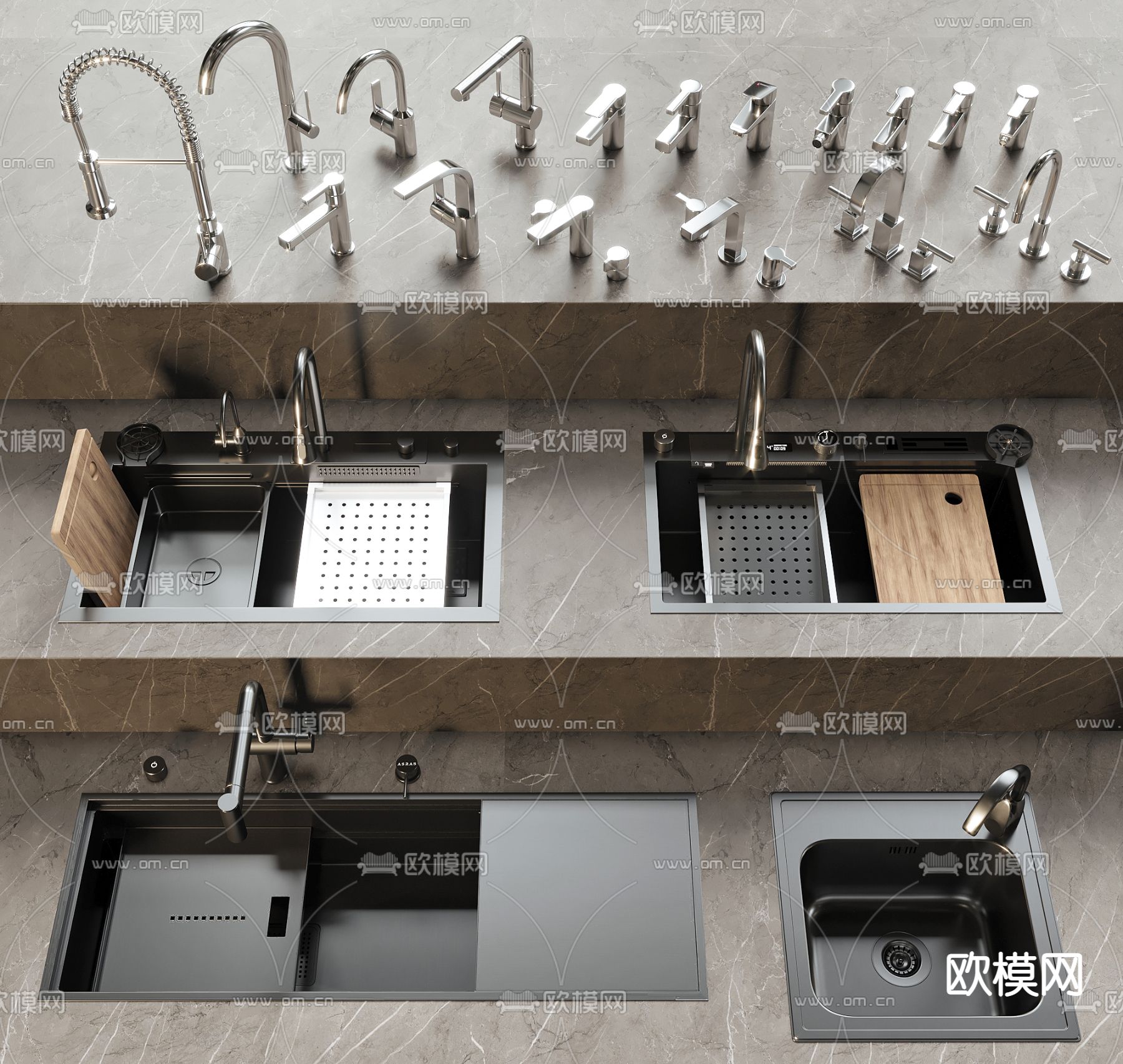 现代水槽龙头su模型下载（渲染图1）