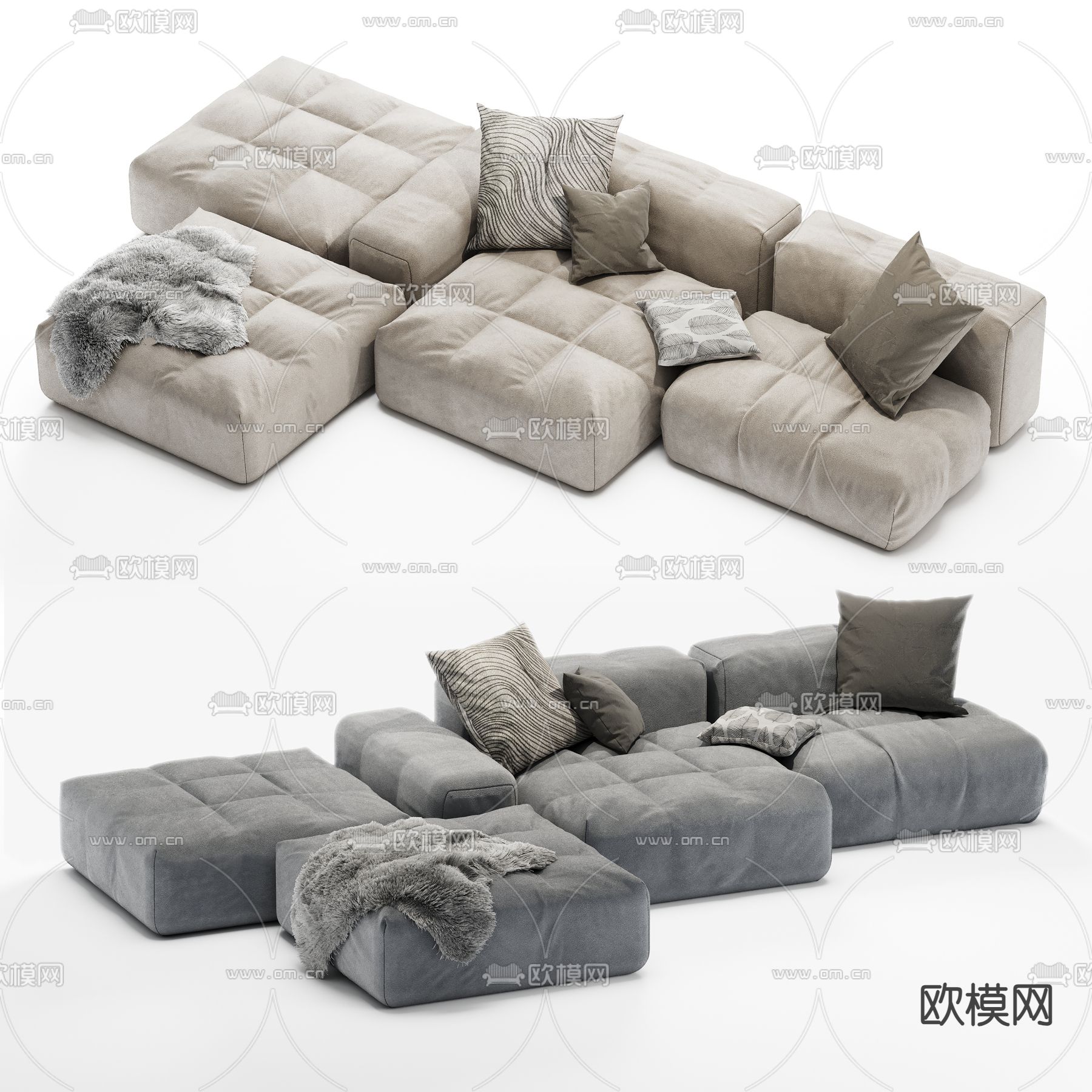 VELVET 模块沙发3d模型下载（渲染图3）