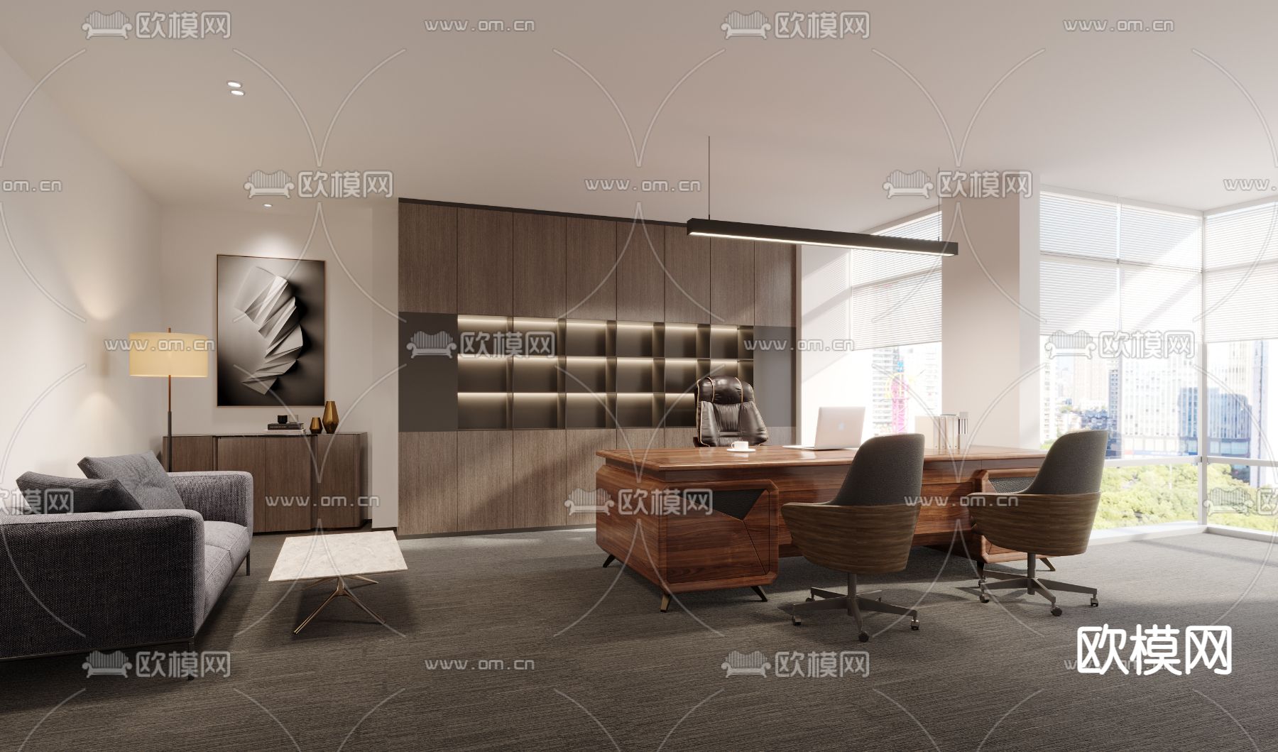 经理办公室 董事长办公室su模型下载（渲染图1）