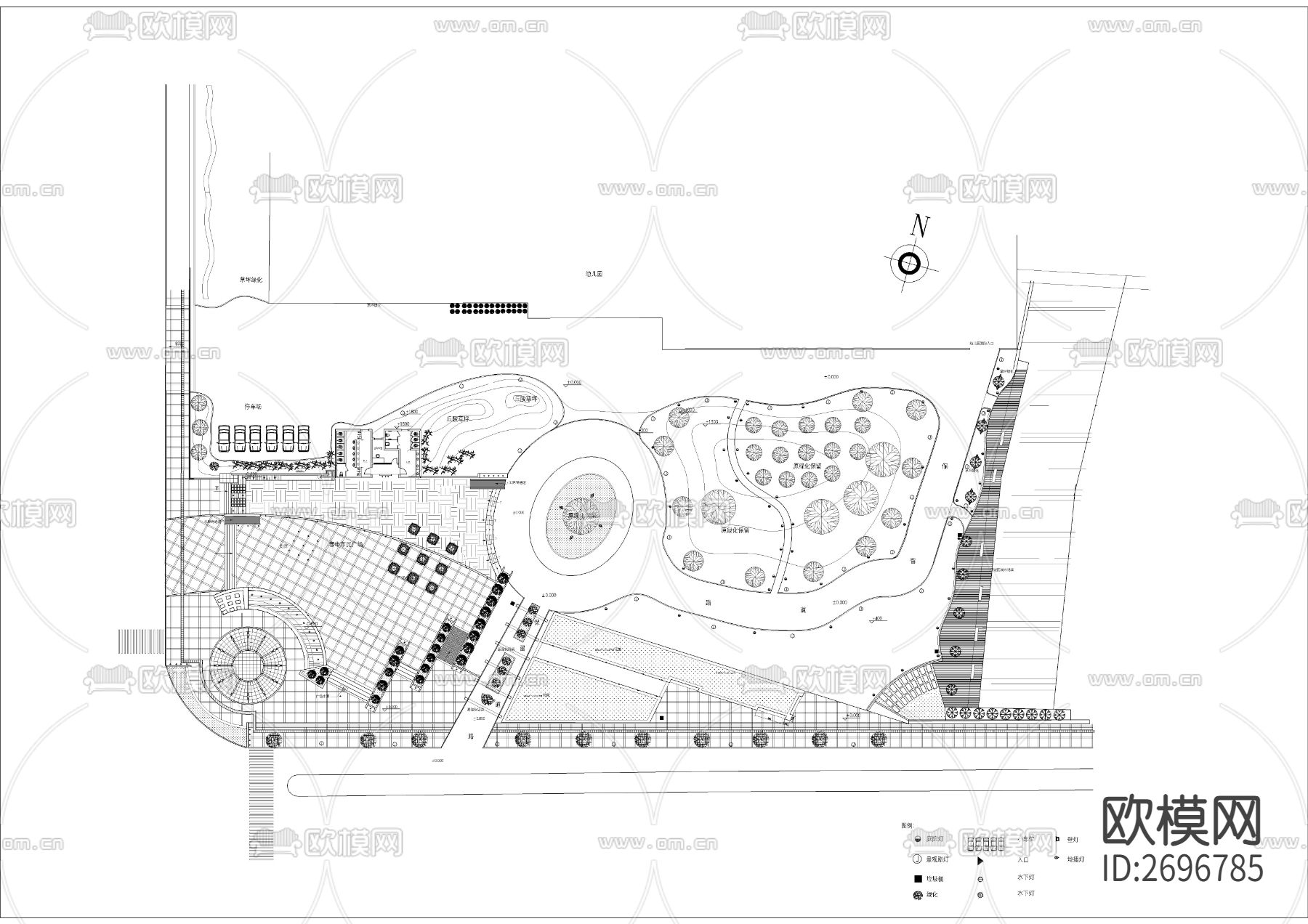 广场景观各平面cad施工图下载（渲染图1）