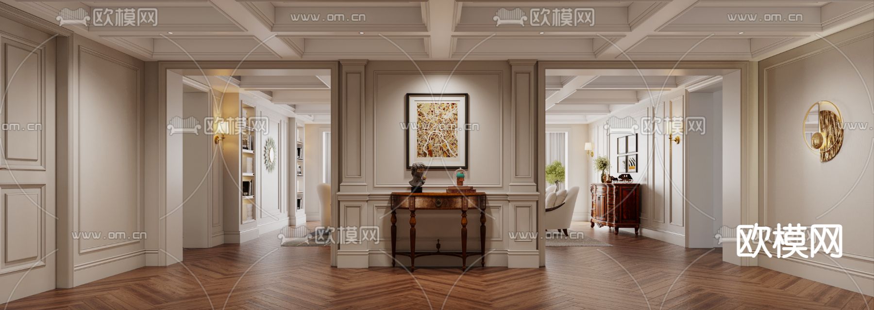 欧式客厅免费3d模型下载（渲染图4）