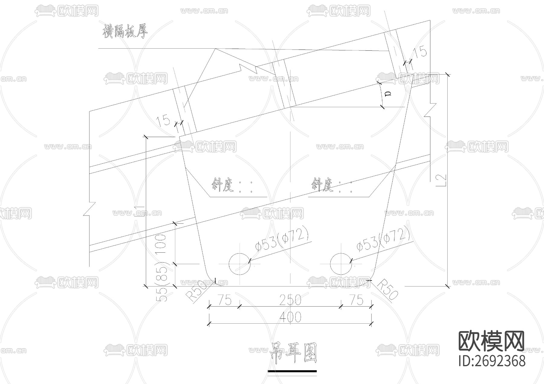 斜拱吊耳构造CAD节点大样下载（渲染图3）
