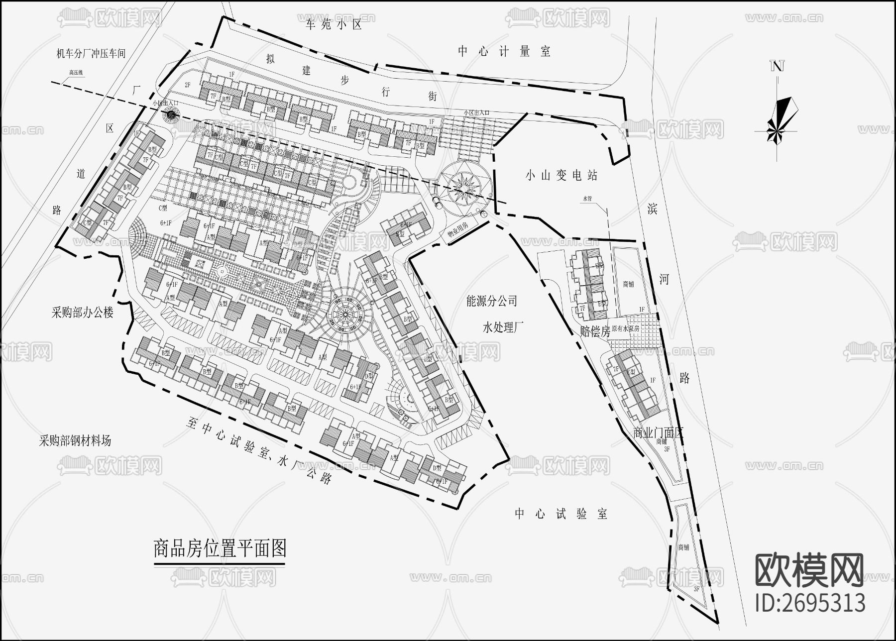 小區(qū)規(guī)劃景觀CAD施工圖下載（渲染圖3）