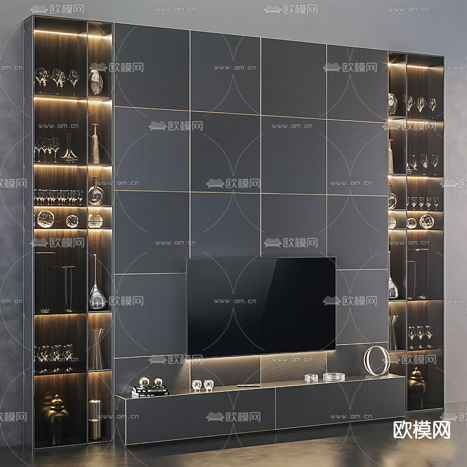 电视背景3d模型下载（渲染图2）