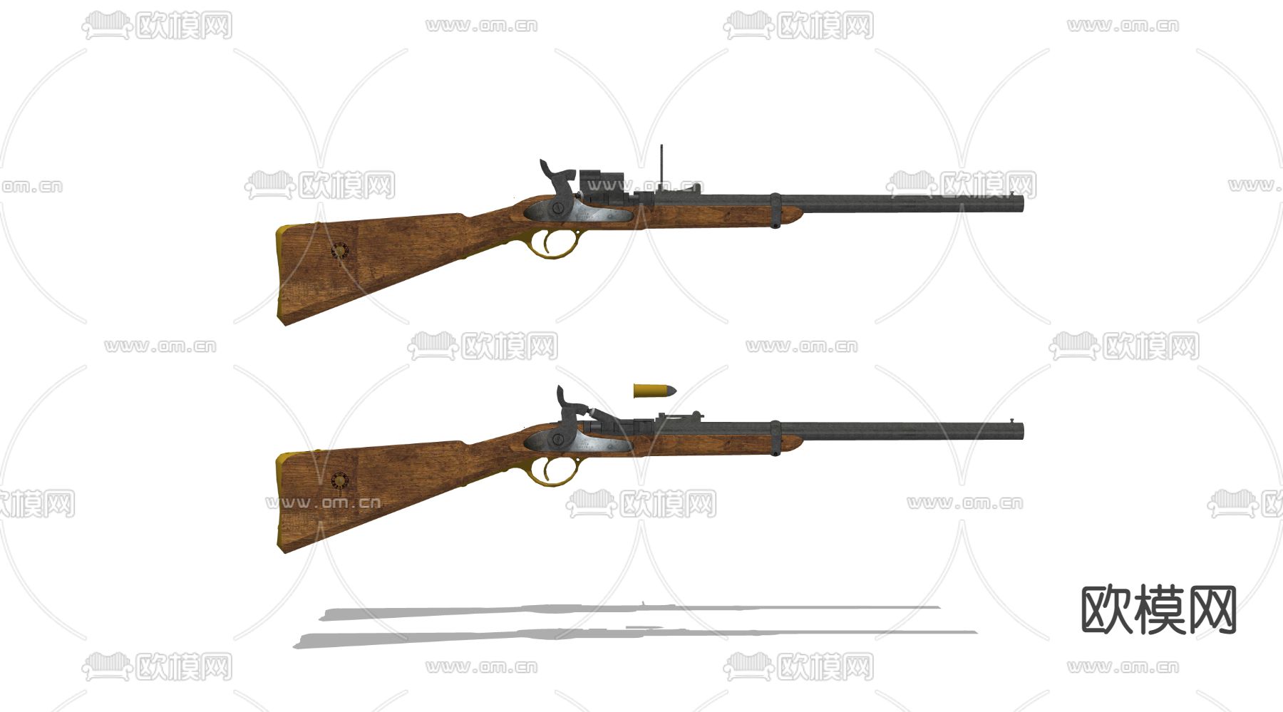 复古老式步枪su模型下载（渲染图1）
