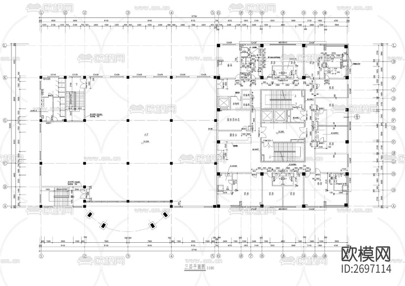 總工會綜合樓建筑cad施工圖下載(渲染圖5)