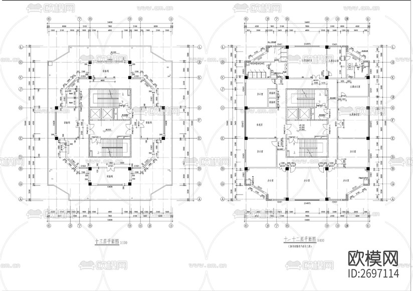 總工會綜合樓建筑cad施工圖下載(渲染圖6)