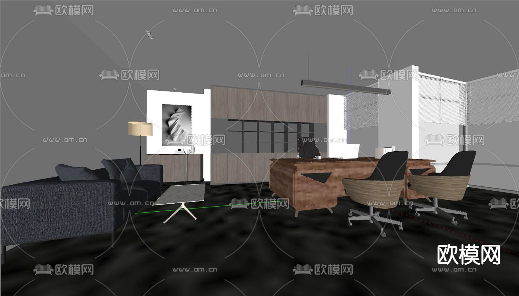 经理办公室 董事长办公室su模型下载（渲染图2）