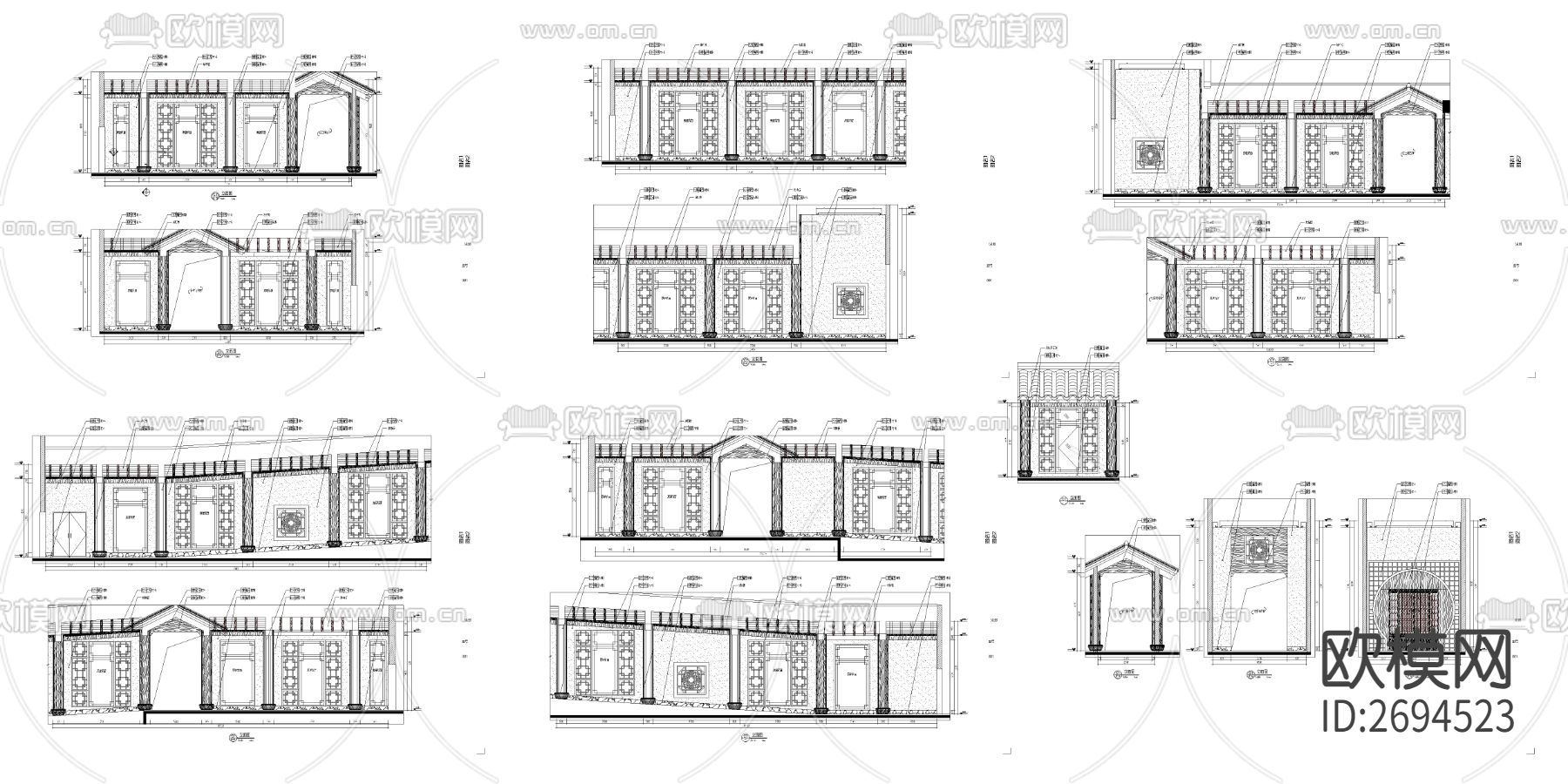 新中式连廊cad图库下载（渲染图5）