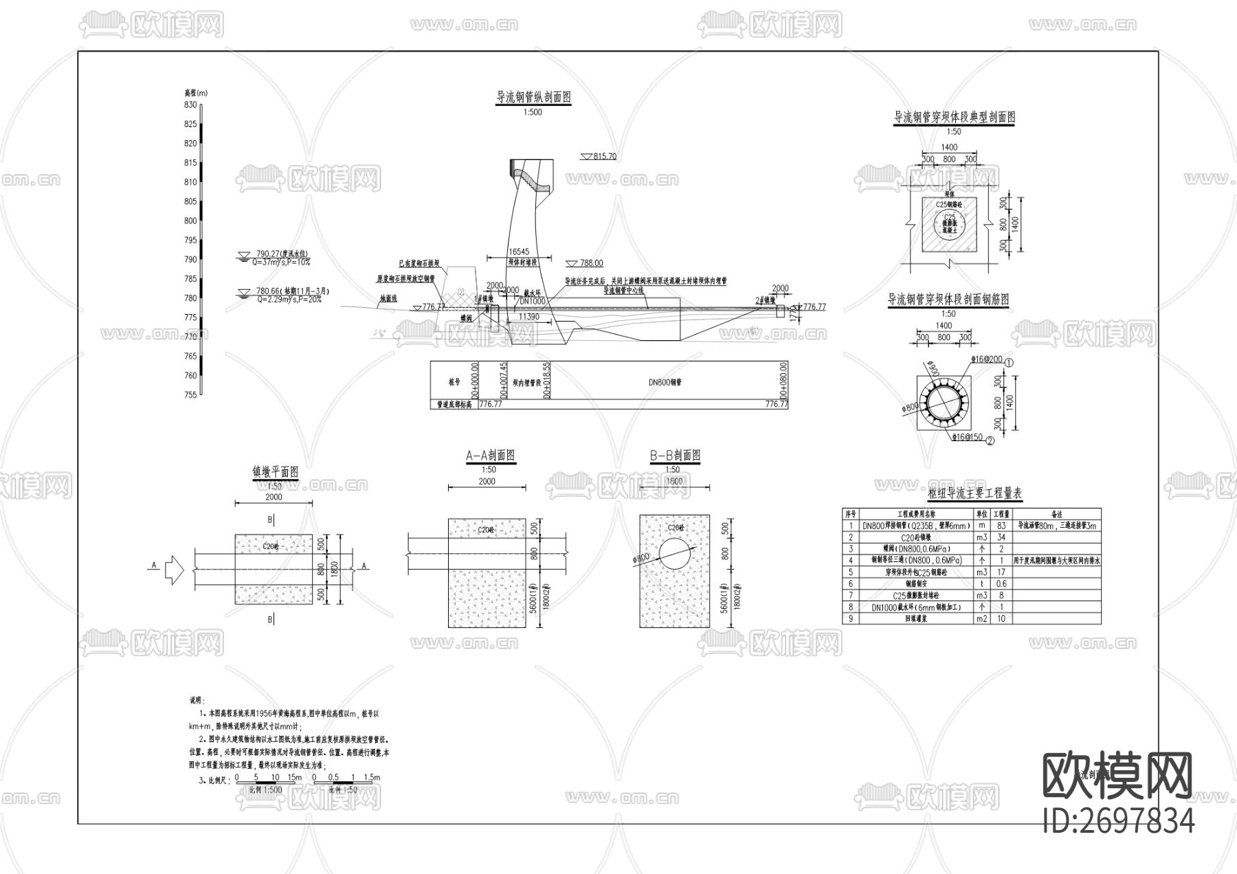 开州区上游水库工程cad施工图下载（渲染图7）