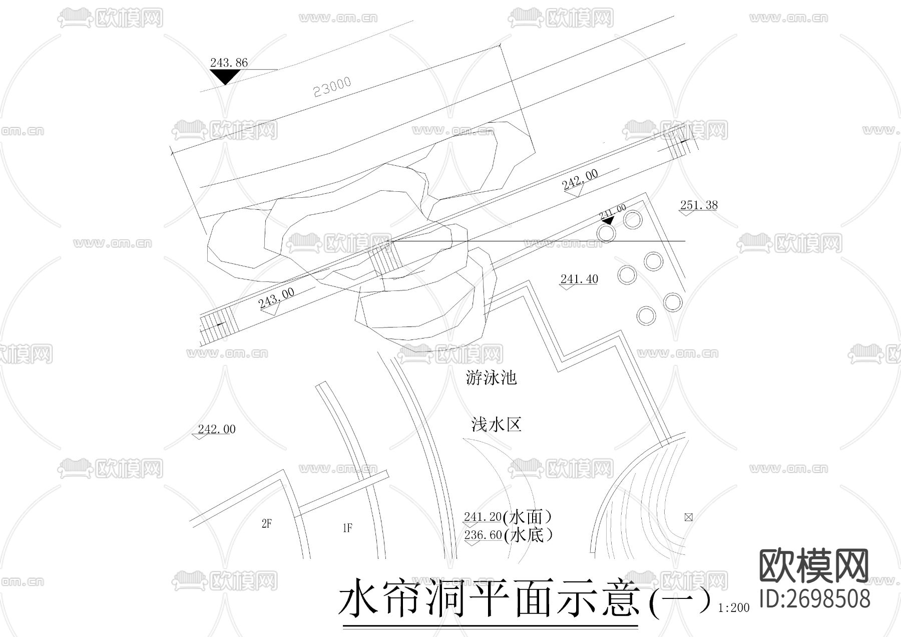 水帘洞瀑布景观细部节点大样下载（渲染图4）