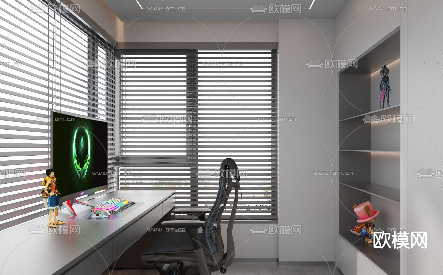 现代电竞房su模型下载（渲染图1）