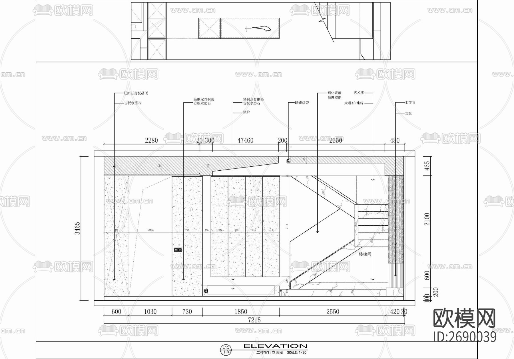 三层别墅室内cad施工图下载（渲染图8）