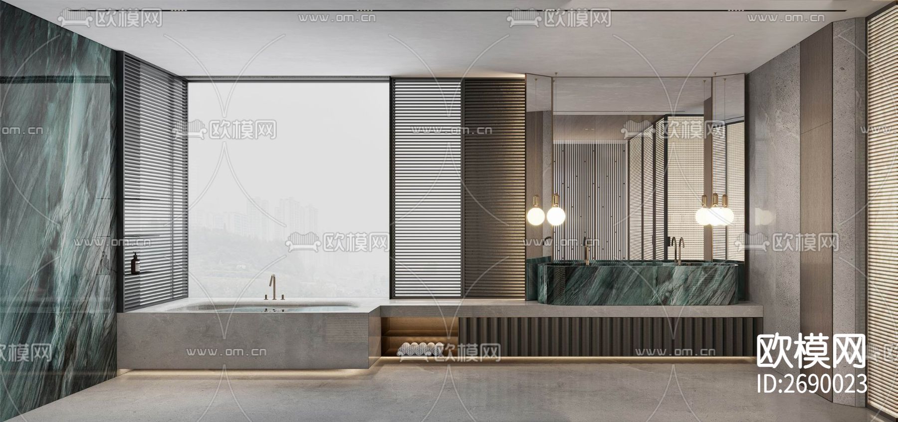 跃层家装样板房豪宅cad平面图下载（渲染图3）