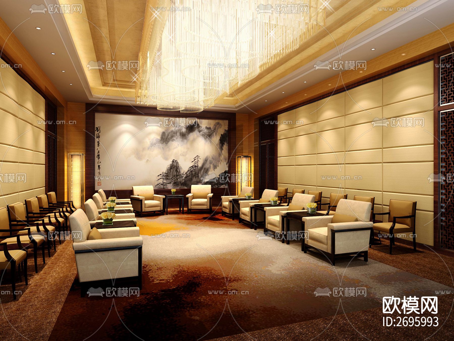 万达希尔顿客房cad施工图下载（渲染图5）