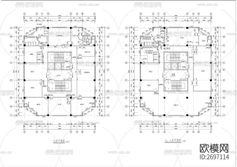 總工會綜合樓建筑cad施工圖下載(渲染圖8)