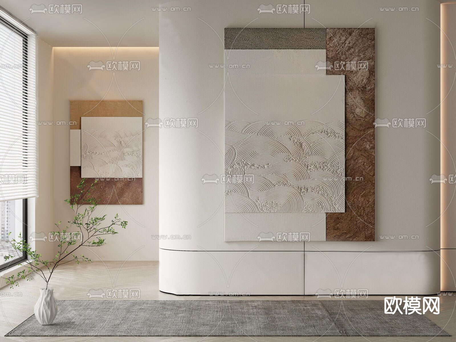 侘寂风装饰画su模型下载（渲染图1）