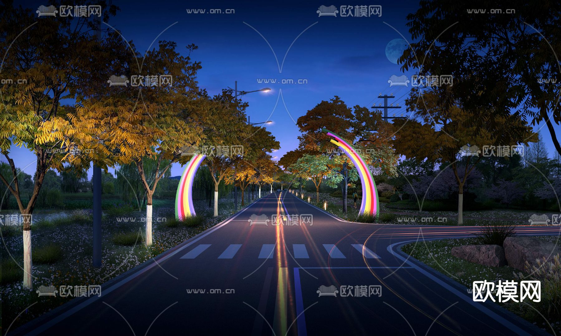 城市道路 公路夜景psd下载