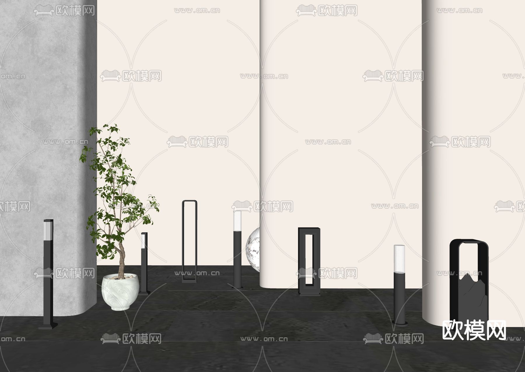 户外灯 草坪灯 庭院灯su模型下载（渲染图2）