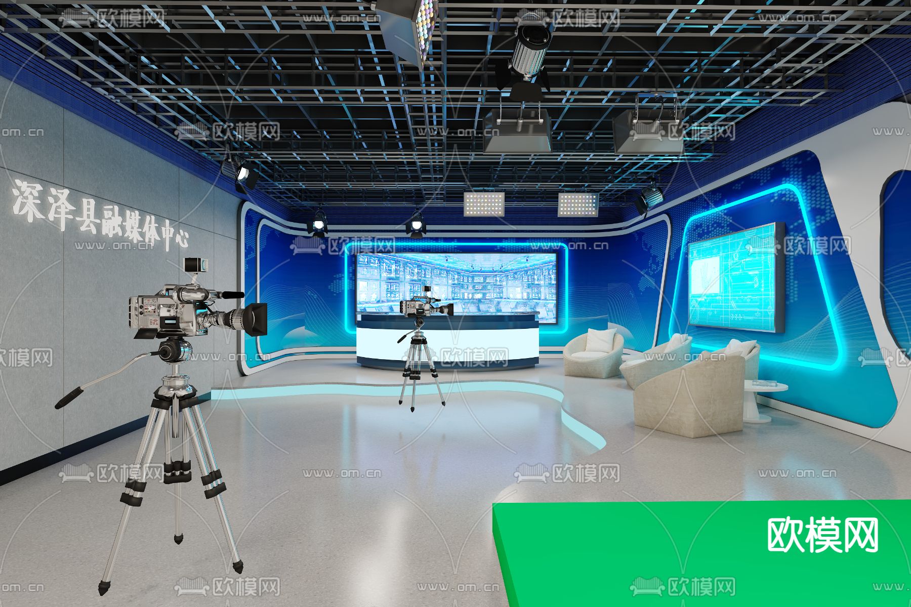 广播电台 演播室3d模型下载（渲染图1）