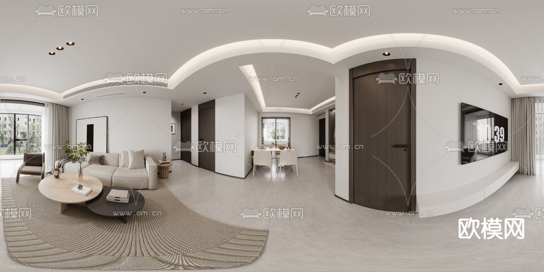 现代客餐厅免费3d模型下载（渲染图3）