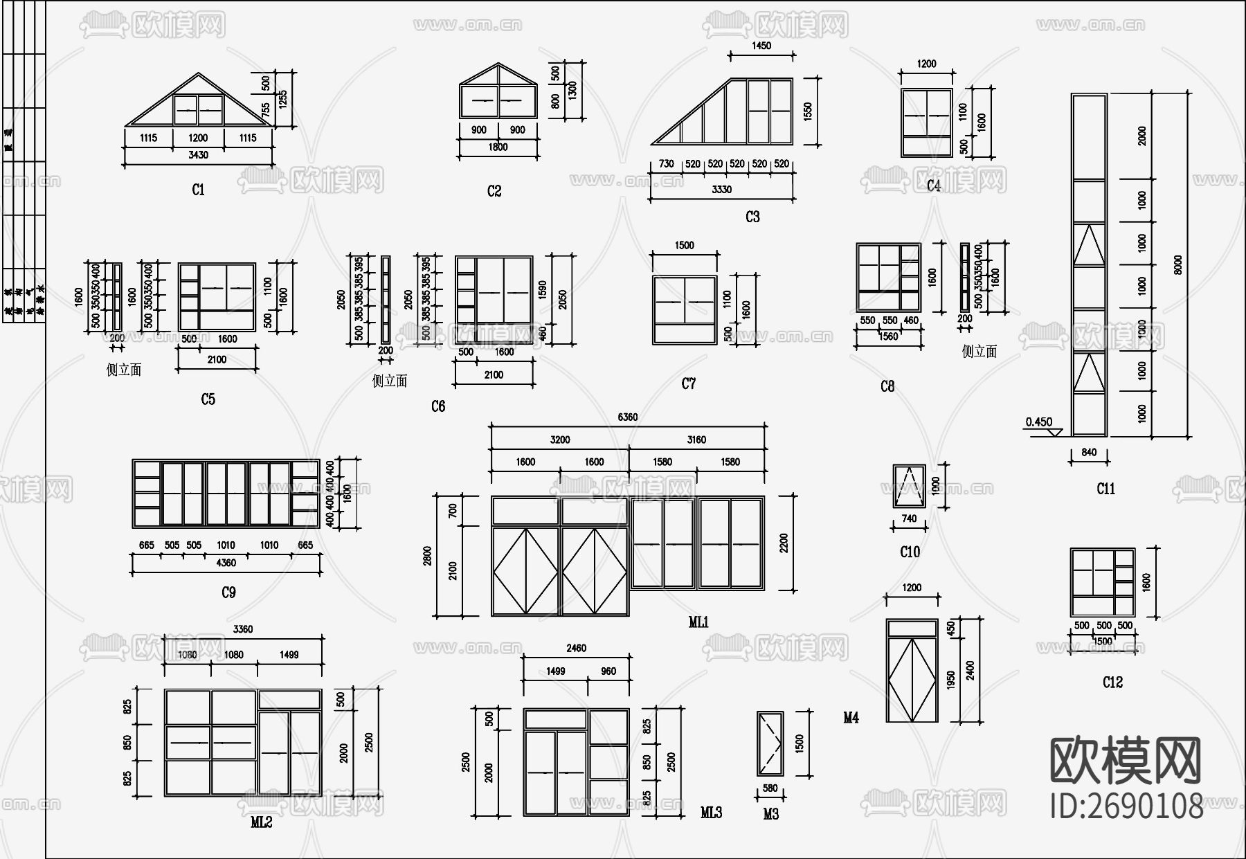 欧式别墅cad立面图下载（渲染图4）