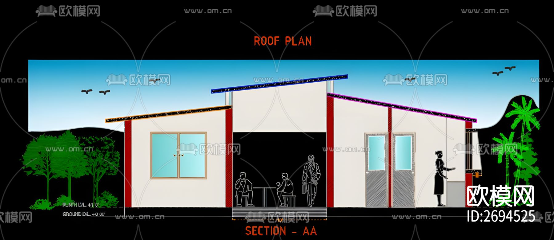 活动板房cad施工图下载（渲染图3）