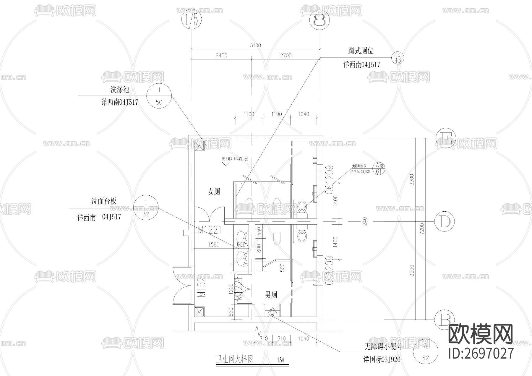 卫生院建筑cad施工图下载（渲染图8）