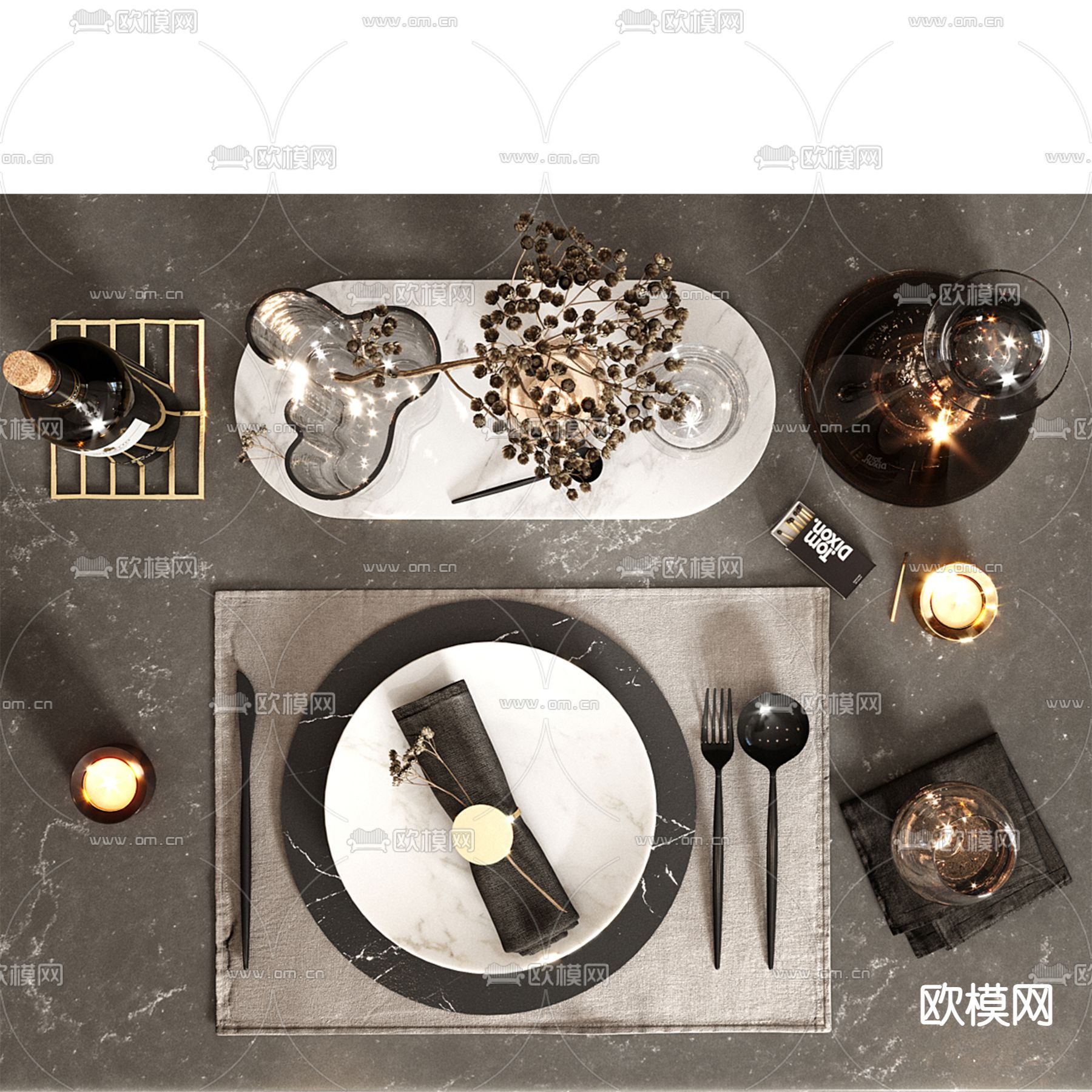 西餐餐具 碗碟刀叉3d模型下载（渲染图4）