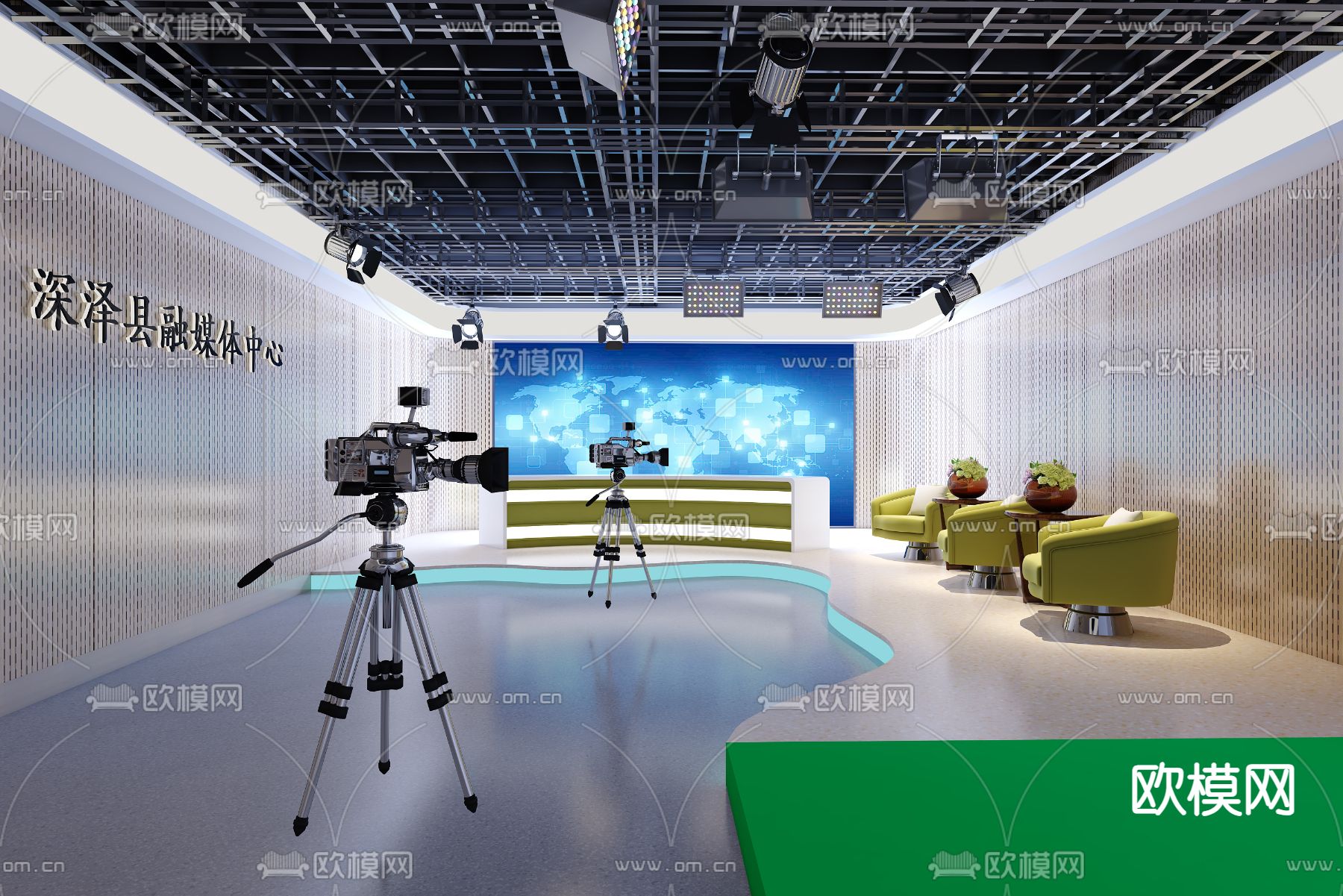 广播电台 演播室3d模型下载（渲染图1）