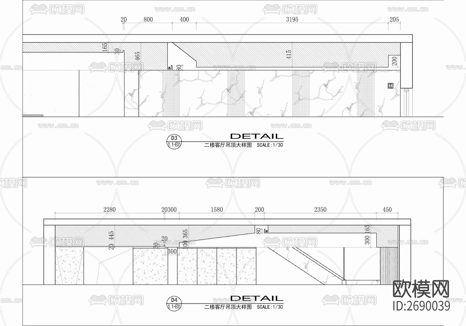 三层别墅室内cad施工图下载（渲染图10）